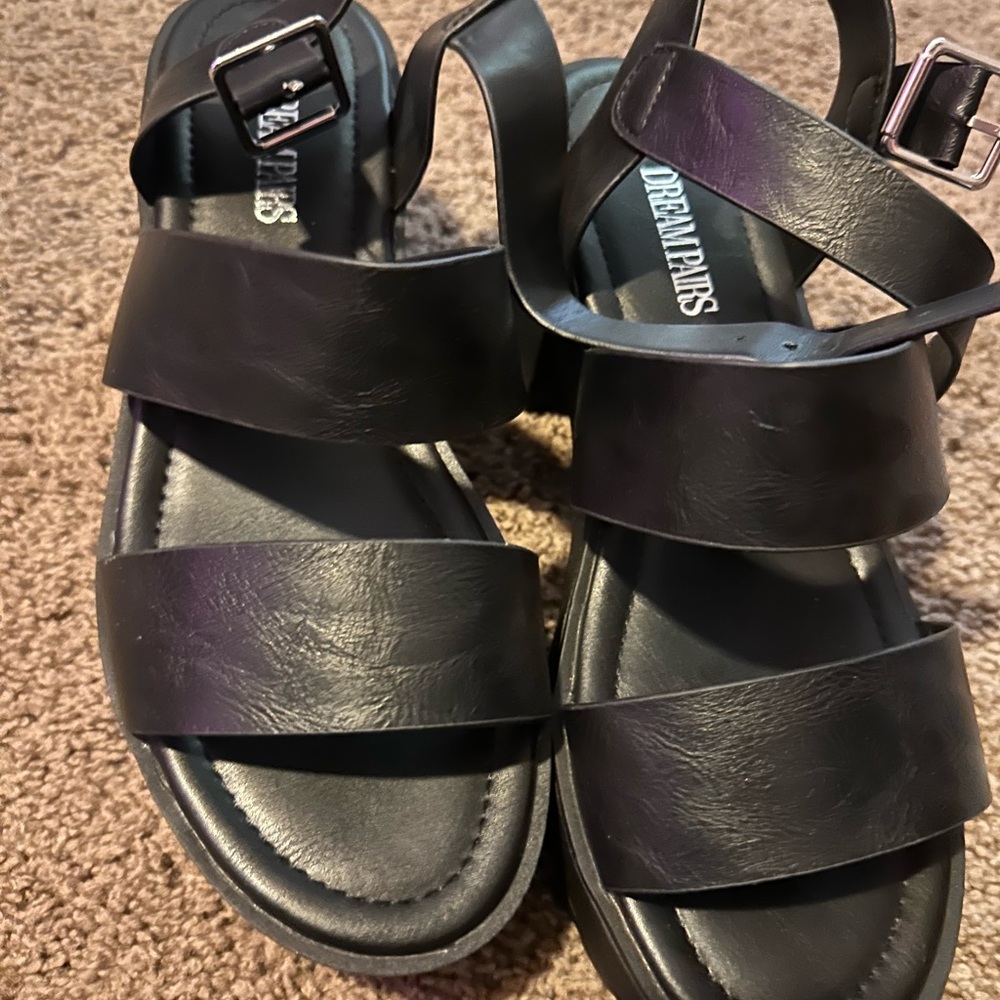 Dream Pairs Black Triple Strap Sandals